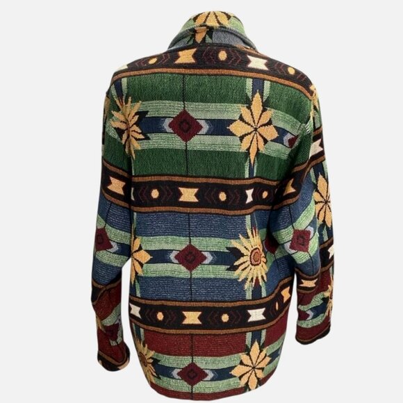 Vintage Painted Pony Western USA Made Jacket Woven Knit Tapestry Blazer One Size - Picture 4 of 12